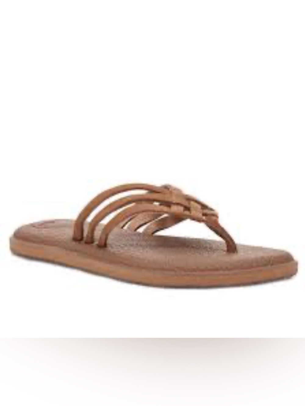 Sanuk Yoga Sandy Women's Tan Multi-Strap Soft Leather Thong Sandals, Size 8
